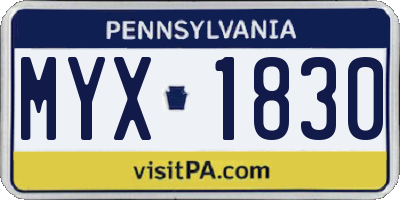PA license plate MYX1830