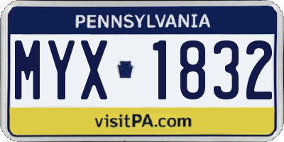 PA license plate MYX1832