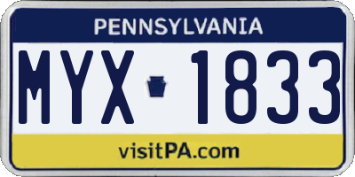 PA license plate MYX1833