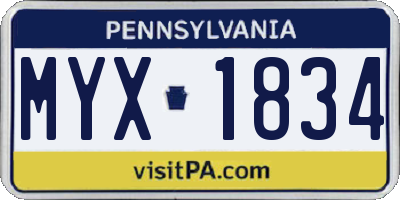 PA license plate MYX1834