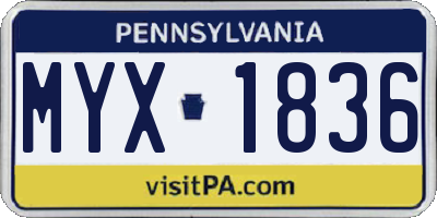 PA license plate MYX1836
