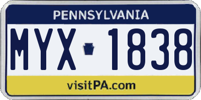 PA license plate MYX1838