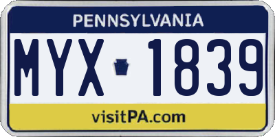 PA license plate MYX1839
