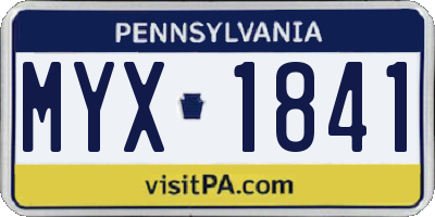 PA license plate MYX1841