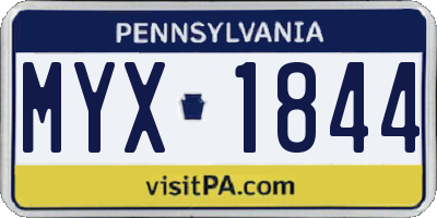 PA license plate MYX1844