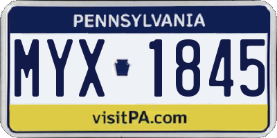 PA license plate MYX1845