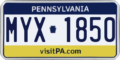 PA license plate MYX1850