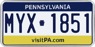 PA license plate MYX1851
