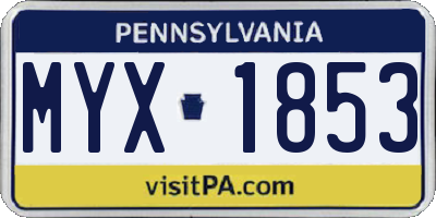 PA license plate MYX1853