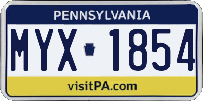 PA license plate MYX1854