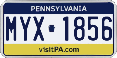PA license plate MYX1856