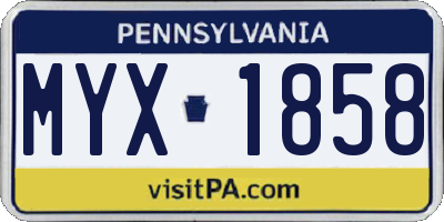 PA license plate MYX1858