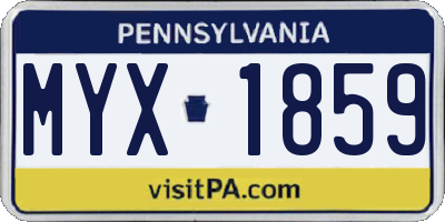 PA license plate MYX1859