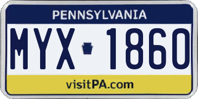 PA license plate MYX1860