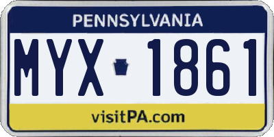 PA license plate MYX1861