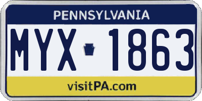 PA license plate MYX1863