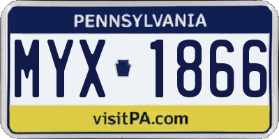PA license plate MYX1866