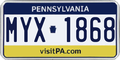 PA license plate MYX1868