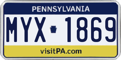 PA license plate MYX1869