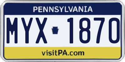 PA license plate MYX1870