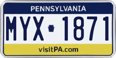 PA license plate MYX1871