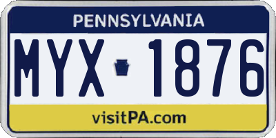 PA license plate MYX1876