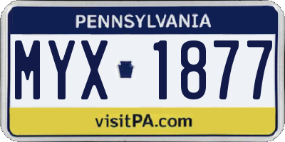 PA license plate MYX1877