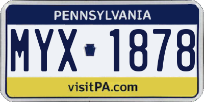 PA license plate MYX1878