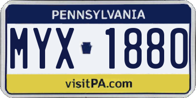 PA license plate MYX1880