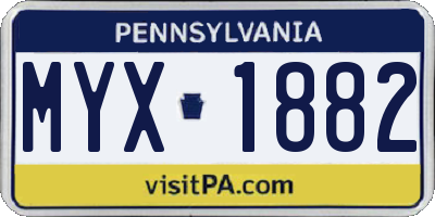 PA license plate MYX1882