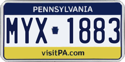PA license plate MYX1883