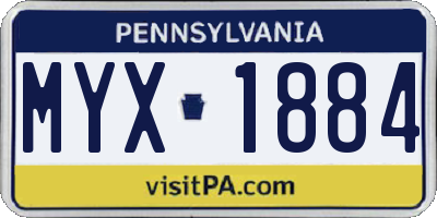 PA license plate MYX1884