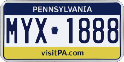 PA license plate MYX1888