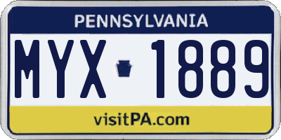 PA license plate MYX1889