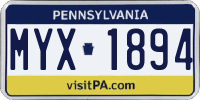 PA license plate MYX1894
