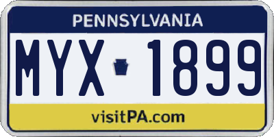 PA license plate MYX1899