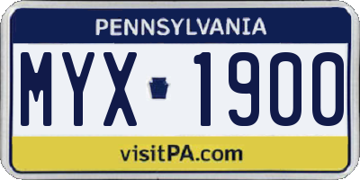 PA license plate MYX1900
