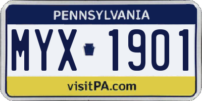 PA license plate MYX1901