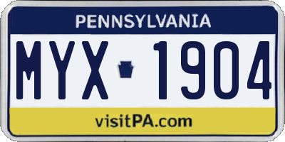 PA license plate MYX1904
