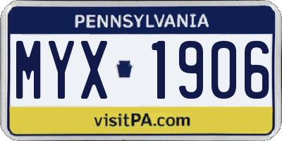 PA license plate MYX1906
