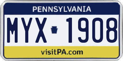 PA license plate MYX1908