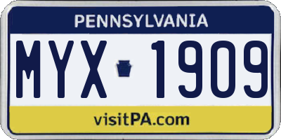 PA license plate MYX1909