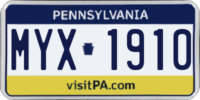 PA license plate MYX1910