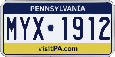 PA license plate MYX1912