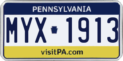 PA license plate MYX1913