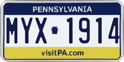 PA license plate MYX1914