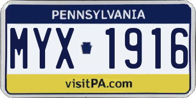 PA license plate MYX1916