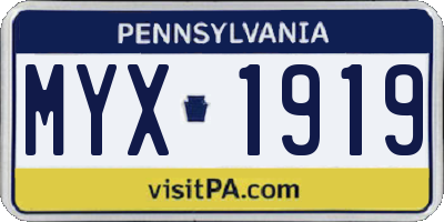 PA license plate MYX1919