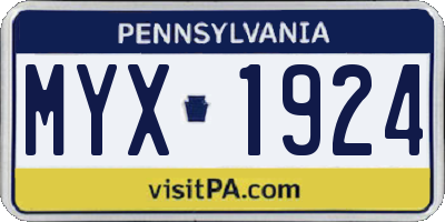 PA license plate MYX1924