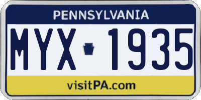 PA license plate MYX1935